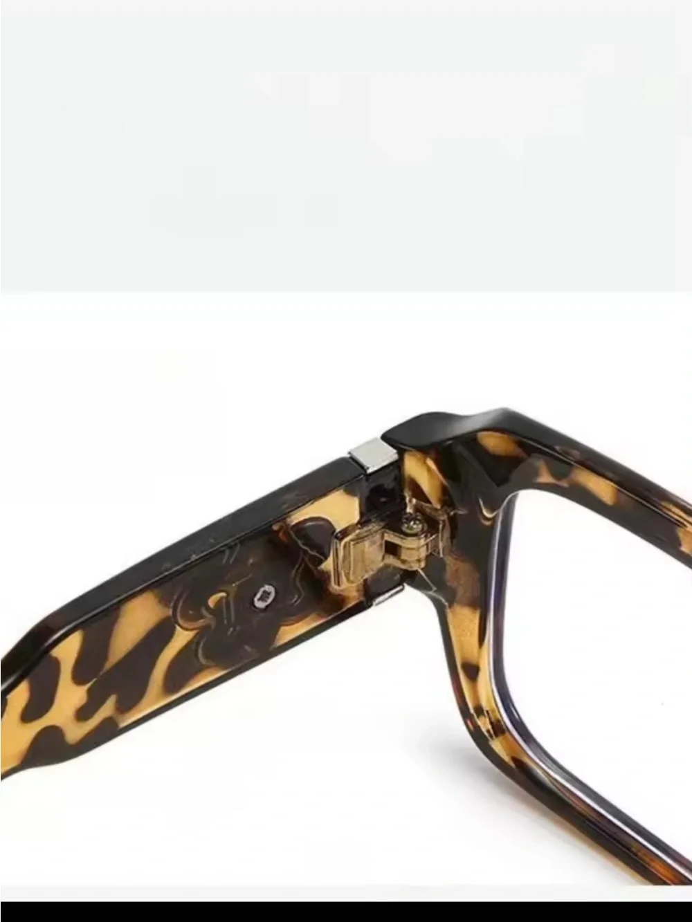 Leopard Print Square Women's Fashion Glasses with Silver Accent